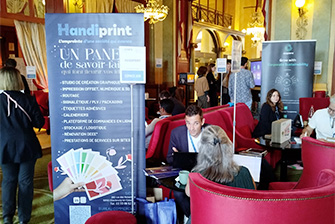 handi print imprimerie entreprise adaptée Cherbourg-en-Cotentin création graphique, impression offset, numérique et 3D, façonnage, signalétique, réalisation de calendriers, étiquettes adhésives en bobines, packaging, print management, routage, stockage, logistique, reconditionnement de téléphonie prestations sur sites industriels. performance économique inclusion personnes en situation de handicap. the big green salon événement RSE QVCT responsable RSE chargé d'affaires rencontres, tables rondes, ateliers thématiques, échanges accélérer la transformation vers des pratiques durables. Remise IMPACT Trophy, membres du jury nous ont décerné le trophée